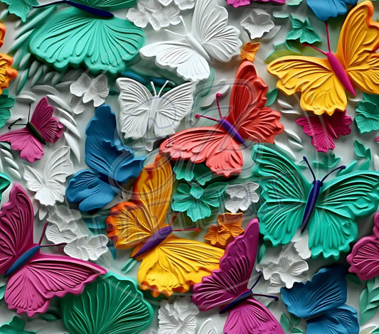 3D Butterflies 002 Printed Pattern Vinyl