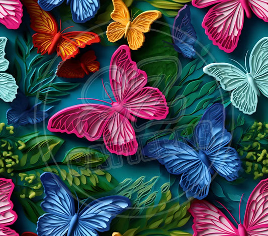 3D Butterflies 008 Printed Pattern Vinyl