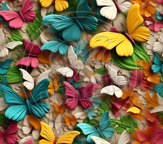 3D Butterflies 009 Printed Pattern Vinyl