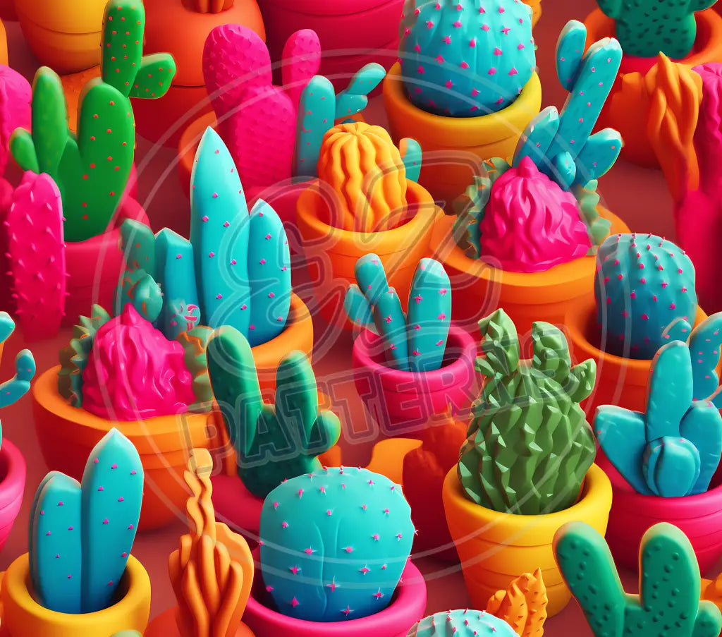 3D Cactus 009 Printed Pattern Vinyl