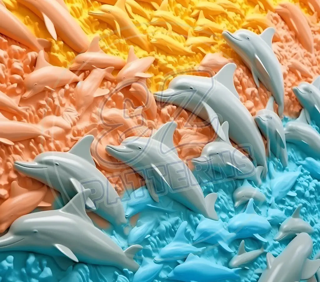 3D Dolphins 001 Printed Pattern Vinyl