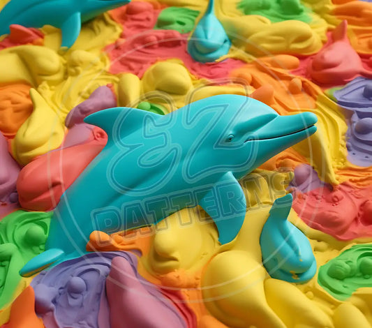 3D Dolphins 002 Printed Pattern Vinyl