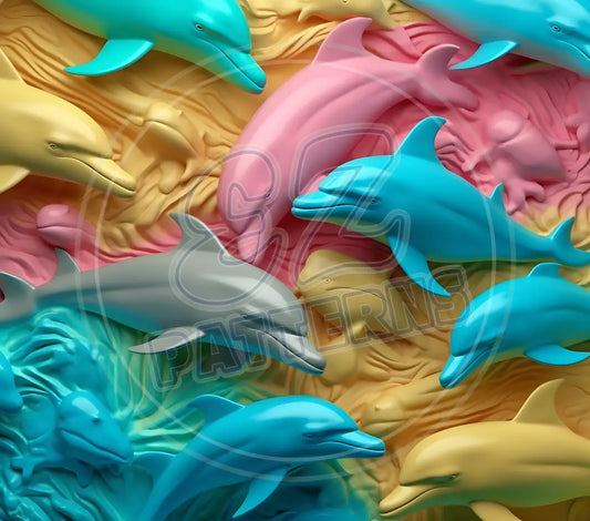 3D Dolphins 003 Printed Pattern Vinyl
