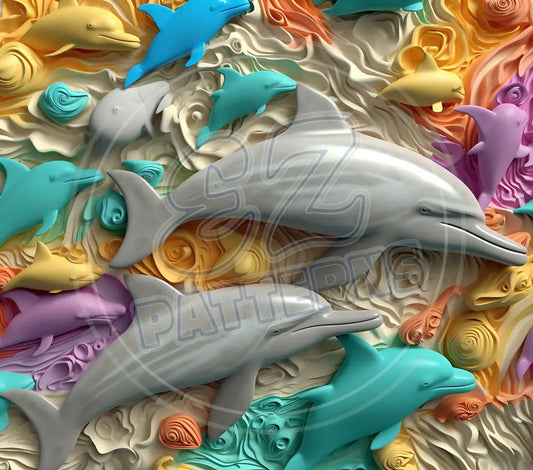 3D Dolphins 010 Printed Pattern Vinyl