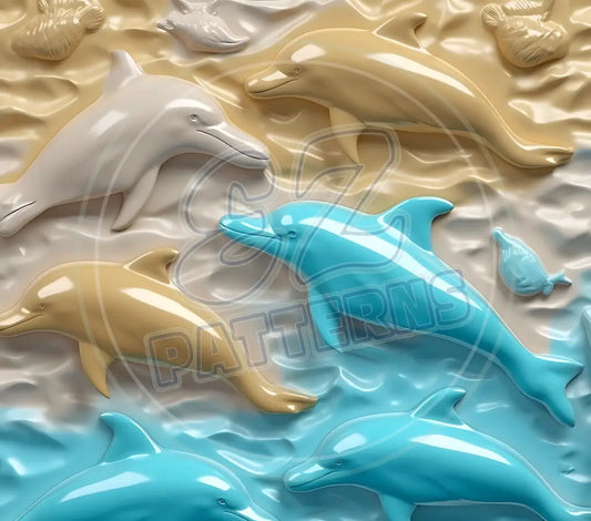 3D Dolphins 011 Printed Pattern Vinyl
