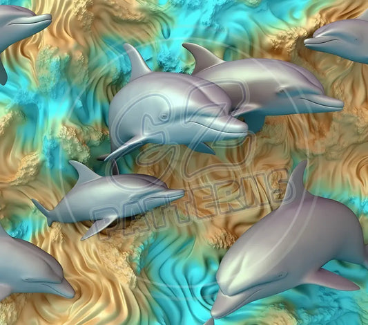 3D Dolphins 014 Printed Pattern Vinyl