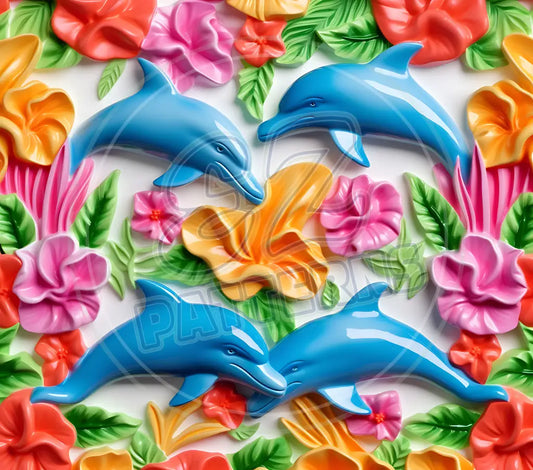 3D Dolphins 016 Printed Pattern Vinyl