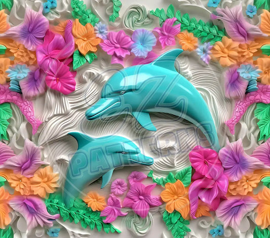 3D Dolphins 017 Printed Pattern Vinyl
