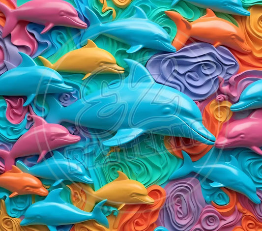 3D Dolphins 018 Printed Pattern Vinyl