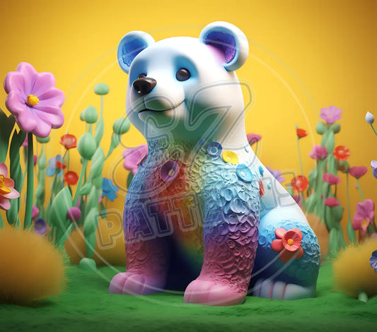 3D Floral Bears 002 Printed Pattern Vinyl