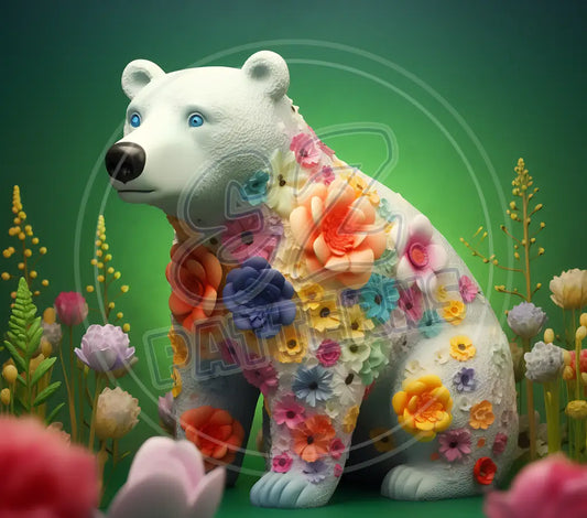 3D Floral Bears 003 Printed Pattern Vinyl