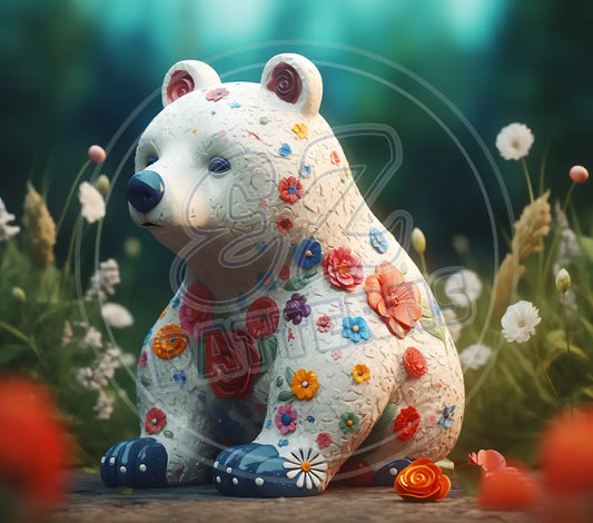 3D Floral Bears 006 Printed Pattern Vinyl