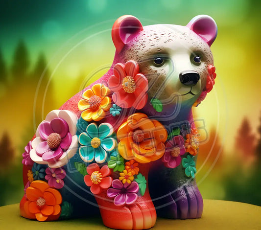 3D Floral Bears 007 Printed Pattern Vinyl