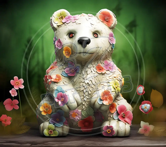 3D Floral Bears 008 Printed Pattern Vinyl