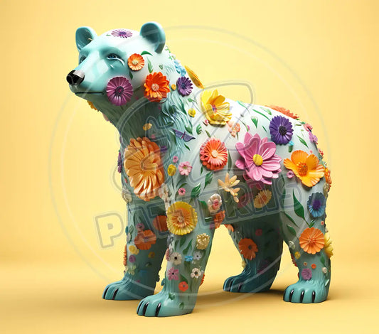 3D Floral Bears 010 Printed Pattern Vinyl