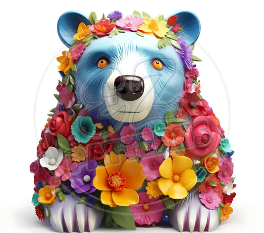 3D Floral Bears 011 Printed Pattern Vinyl