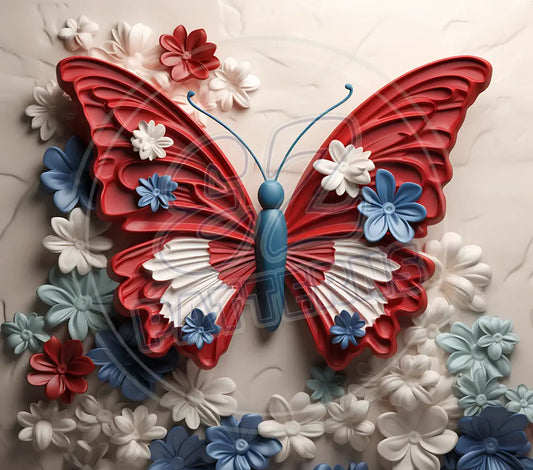 3D Patriotic Butterflies 001 Printed Pattern Vinyl