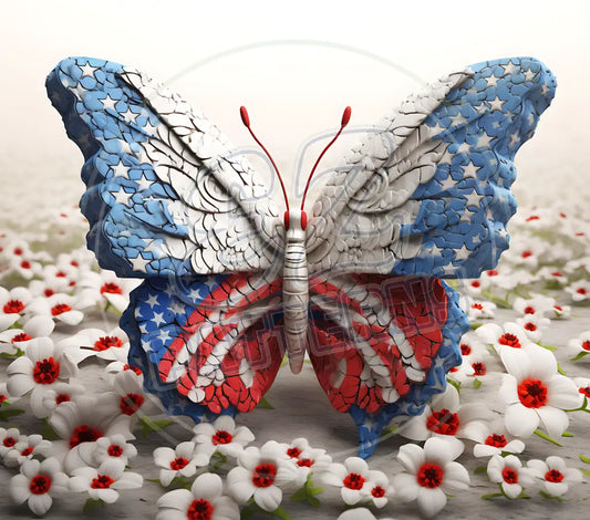 3D Patriotic Butterflies 002 Printed Pattern Vinyl