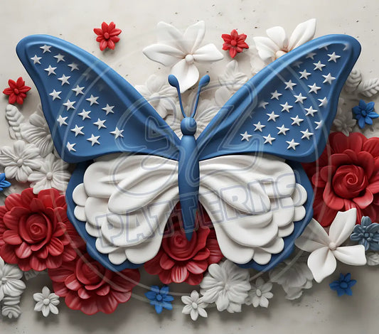 3D Patriotic Butterflies 003 Printed Pattern Vinyl