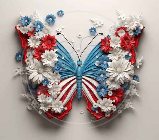 3D Patriotic Butterflies 004 Printed Pattern Vinyl
