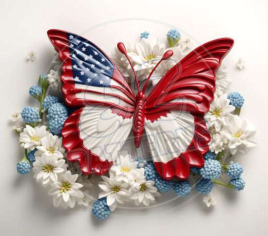 3D Patriotic Butterflies 005 Printed Pattern Vinyl