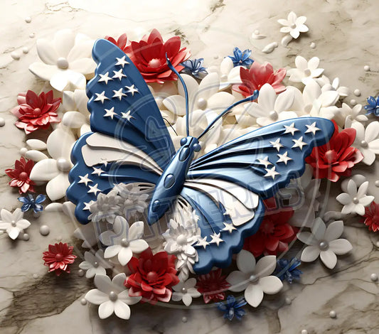 3D Patriotic Butterflies 006 Printed Pattern Vinyl