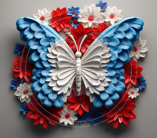 3D Patriotic Butterflies 007 Printed Pattern Vinyl
