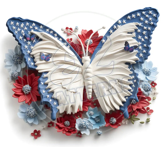 3D Patriotic Butterflies 011 Printed Pattern Vinyl