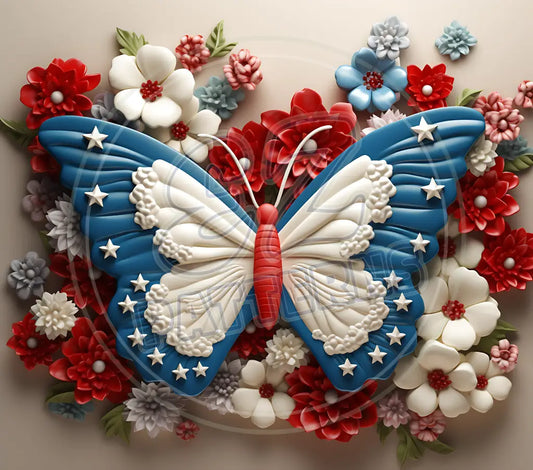 3D Patriotic Butterflies 014 Printed Pattern Vinyl