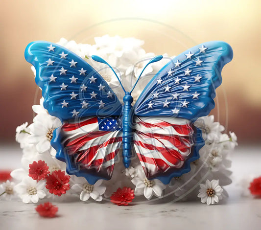 3D Patriotic Butterflies 016 Printed Pattern Vinyl