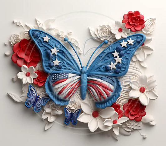 3D Patriotic Butterflies 017 Printed Pattern Vinyl