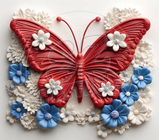 3D Patriotic Butterflies 018 Printed Pattern Vinyl