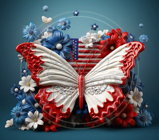 3D Patriotic Butterflies 019 Printed Pattern Vinyl