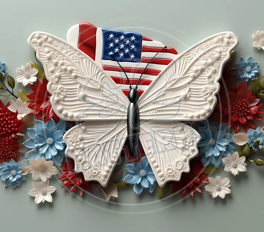 3D Patriotic Butterflies 020 Printed Pattern Vinyl