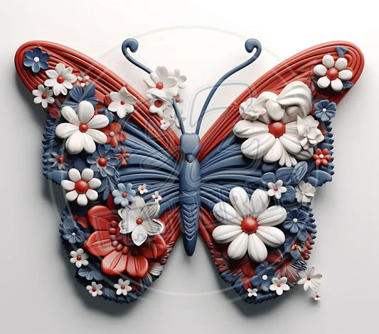 3D Patriotic Butterflies 021 Printed Pattern Vinyl