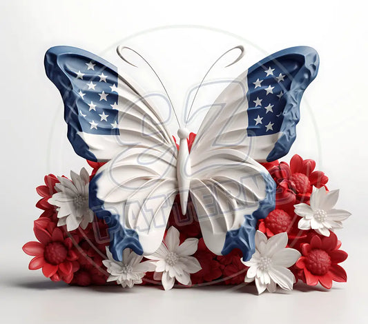 3D Patriotic Butterflies 022 Printed Pattern Vinyl