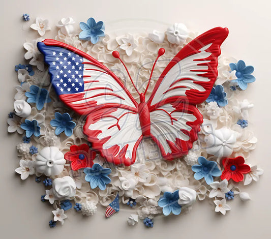 3D Patriotic Butterflies 024 Printed Pattern Vinyl