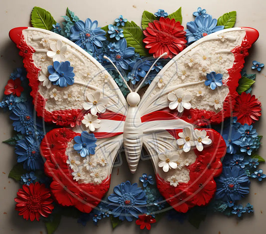 3D Patriotic Butterflies 026 Printed Pattern Vinyl