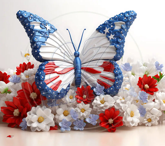 3D Patriotic Butterflies 027 Printed Pattern Vinyl