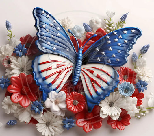 3D Patriotic Butterflies 028 Printed Pattern Vinyl