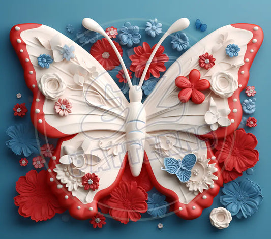 3D Patriotic Butterflies 029 Printed Pattern Vinyl