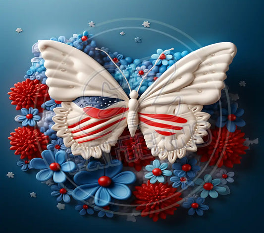 3D Patriotic Butterflies 030 Printed Pattern Vinyl