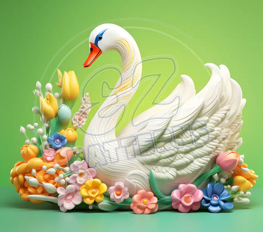 3D Swans 007 Printed Pattern Vinyl