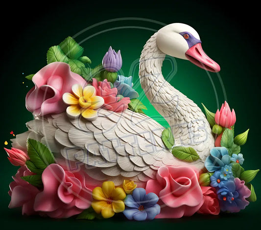 3D Swans 012 Printed Pattern Vinyl