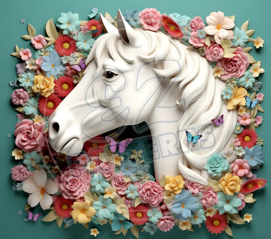 3D White Horses 003 Printed Pattern Vinyl
