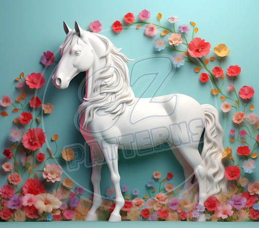 3D White Horses 022 Printed Pattern Vinyl