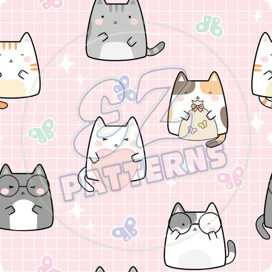 Cute Spring Kitties 001 Printed Pattern Vinyl