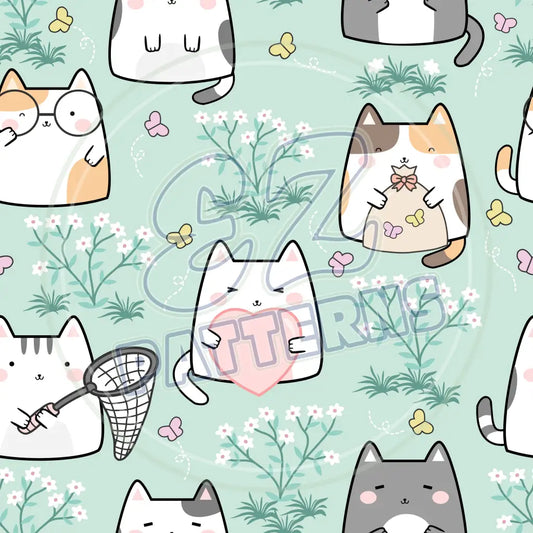 Cute Spring Kitties 008 Printed Pattern Vinyl