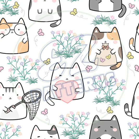 Cute Spring Kitties 014 Printed Pattern Vinyl