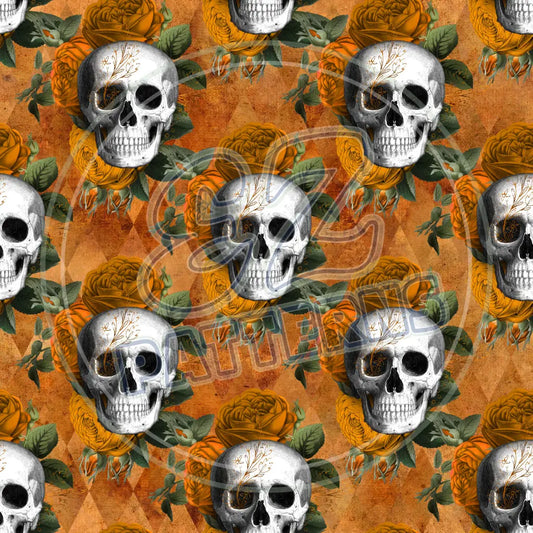 Floral Skulls 003 Printed Pattern Vinyl